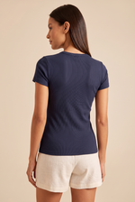 Camiseta Canelada Marinho - costas