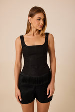 Short Estela Preto - linho rami