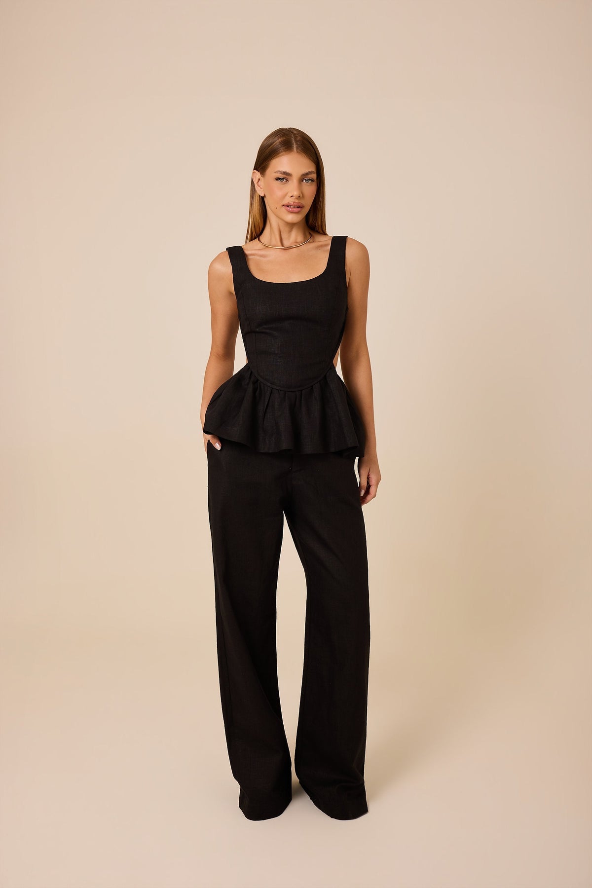 Blusa Carine Preto - linho rami