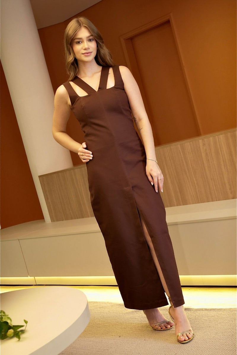 Vestido Nicole Marrom