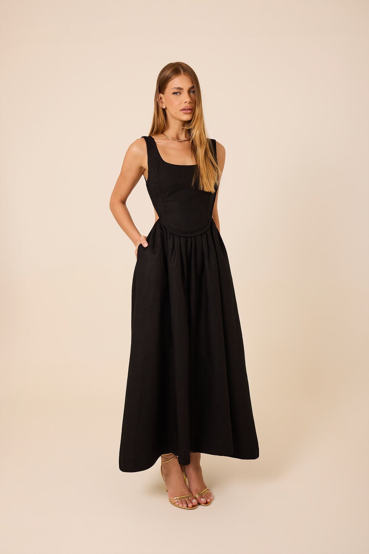 Vestido Carine Preto - linho rami